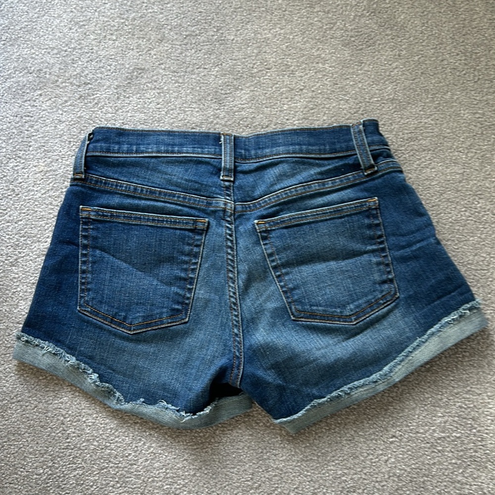 J Crew Stretch Med. Wash Denim Cut-Off Shorts Mid-Rise Size 25 EUC